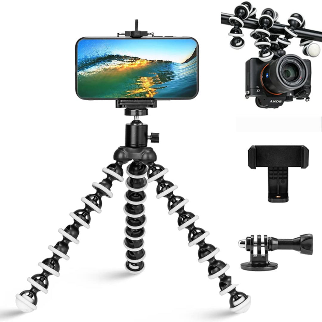 YZH-NEST Flexible Small Phone Camera Tripod Stand for iPhone Octopus Tripod with Phone Holder Mount Desk Table Top Travel Tripod (9.45Inches) 9.45Inches