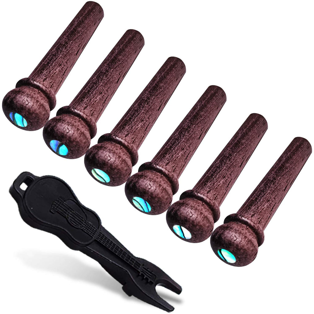 Guitar Bridge Pins with Abalone Dot, Made of Rosewood, Comes with Guitar Pins Puller