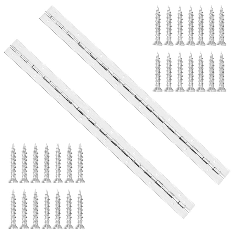 2 PCS Stainless Steel 304 Piano Hinge, 16 Inch Heavy Duty Continuous Hinge, 0.04" Thickness Fixing Folding Continuous Piano Hinge