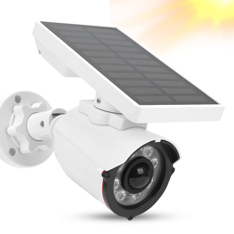 Solar Power Fake Outdoor Camera, Dummy Home Security Camera, Dummy CCTV Camera with Garden Lamp, PIR Body Induction Shape, IP66 Waterproof Design