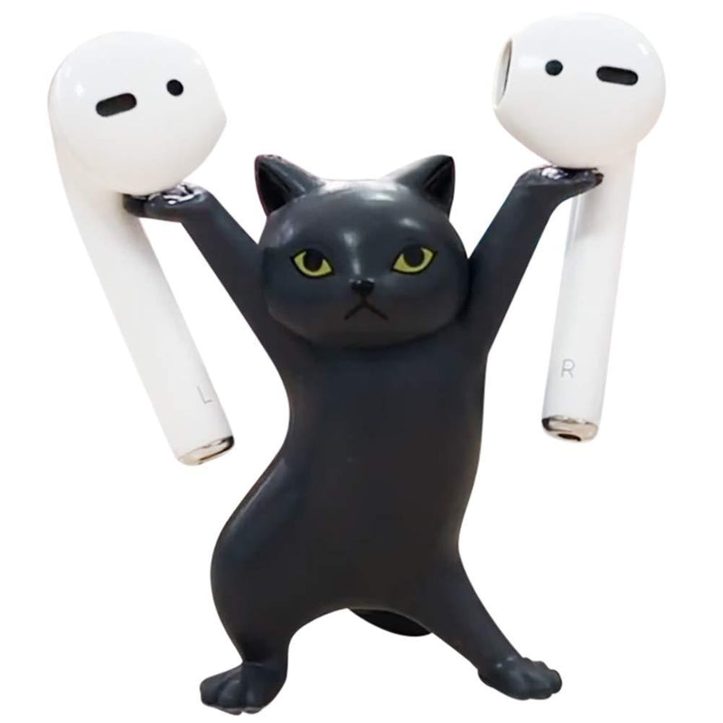 Dance Cat Headphone Stand Headset Holder for AirPods (Black) Black
