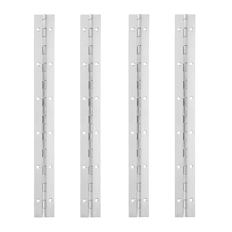 4 PCS Stainless Steel 304 Piano Hinge, 12 Inch Heavy Duty Continuous Hinge, 0.04" Thickness Fixing Folding Continuous Piano Hinge