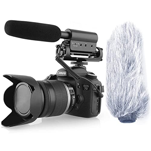SGC-598 Interview Shotgun Microphone with Deadcat Windscreen, Cardioid Directional Condenser Video Mic for DSLR Camera Canon DV Camcorder, Compatible with Sony Mirrorless Cameras