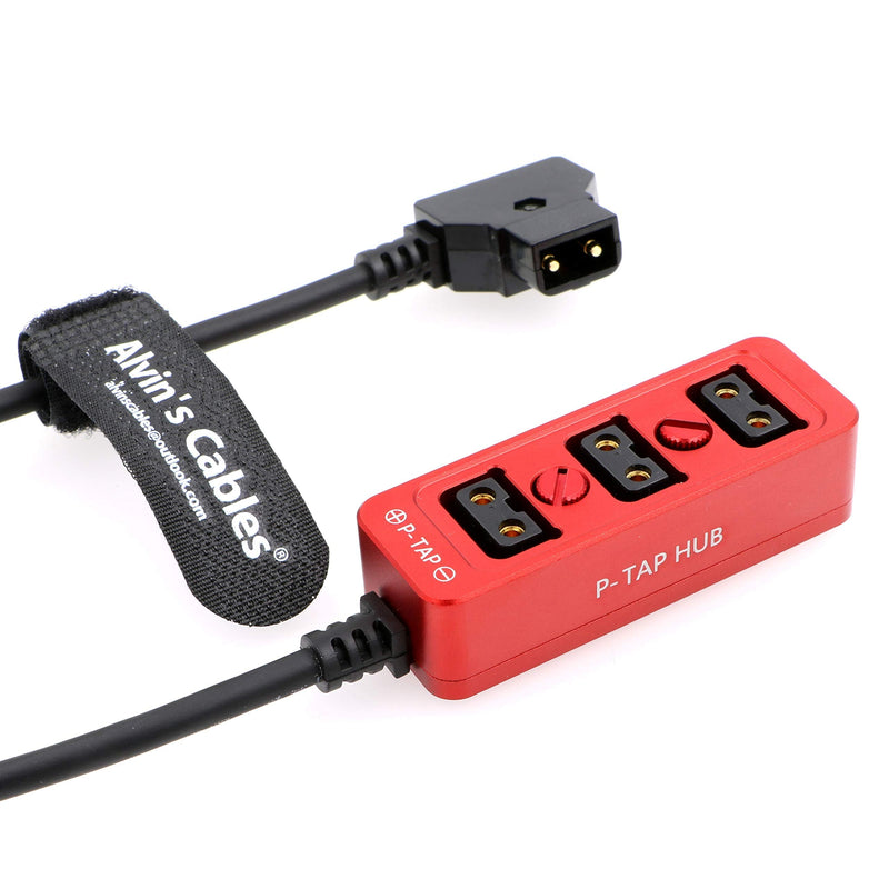 [AUSTRALIA] - Alvin’s Cables D-tap Splitter P-Tap HUB Cable Dtap Male to 3 Port D tap Female Splitter Cable with Screw Threads for ARRI RED Z CAM Cameras TILTA Steadicam IDX V-Mount Battery 1 to 3 50cm Red 