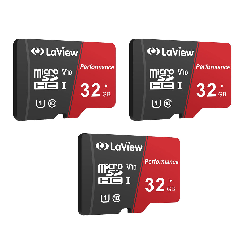 LaView 32GB Micro SD Card 3 Pack, Micro SDXC UHS-I Memory Card – 95MB/s,633X,U1,C10, Full HD Video V10, A1, FAT32, High Speed Flash TF Card P500 for Computer with Adapter/Phone/Tablet/PC