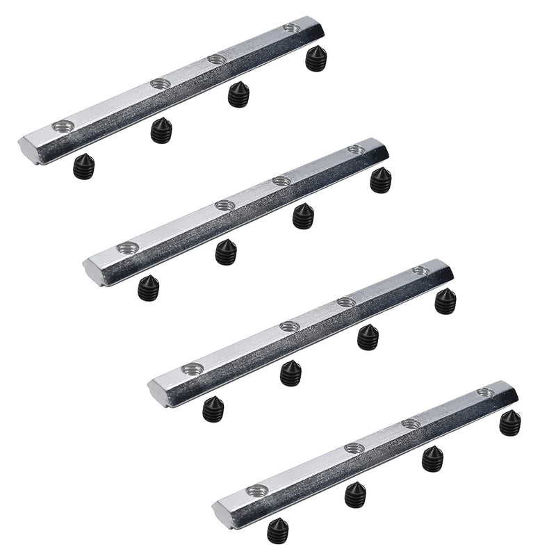 Aicosineg 4pcs Carbon Steel Straight Line Connector 3.94" Joint Bracket Hardware for 2020 Series 6mm T Slot Aluminum Profile Corner Bracket Plate 3D Printer Parts with Screws Silver Tone