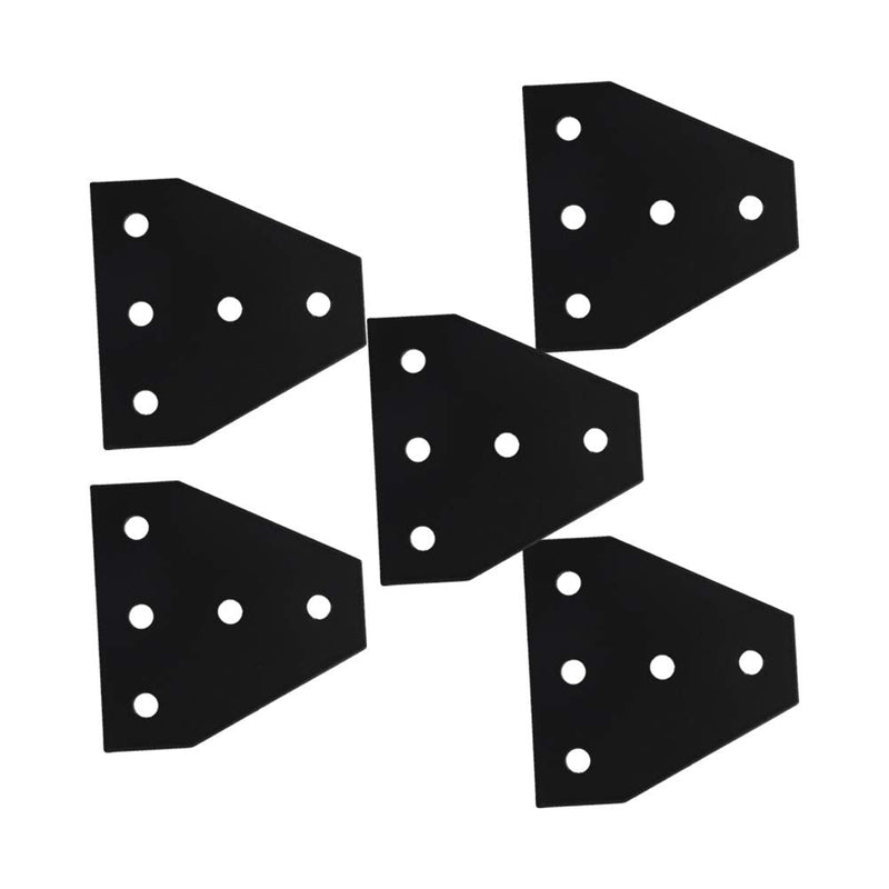 Aicosineg T Shape Aluminum Alloy Outside Joining Plate 2.36" x 2.36" x 0.16"(LxWxT) with 5-Hole Joint Bracket Hardware for 2020 Aluminum Profile Corner Bracket Plate 3D Printer Parts (5Pcs Black) 5Pcs Black