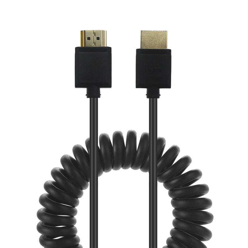 LOKEKE 4K Coiled HDMI 2.0 Cable, Coiled HDMI Male to HDMI Male 2.0 Cable Cord Adapter Support Audio Return/18Gbps/4K HDR/3D Compatible with Monitor, Projector, Desktop, AMD, NVIDIA, PS5(1.2M/3.94FT) 1.2M