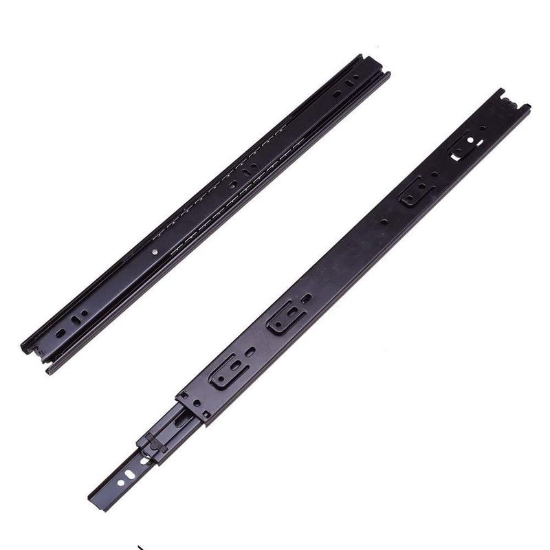 Juvielich 16" Cold Rolled Steel Drawer Slides, Full Extension Ball Bearing Slide Track Rail 35mm Wide 100-LBS Weight Capacity Black 1 Pair