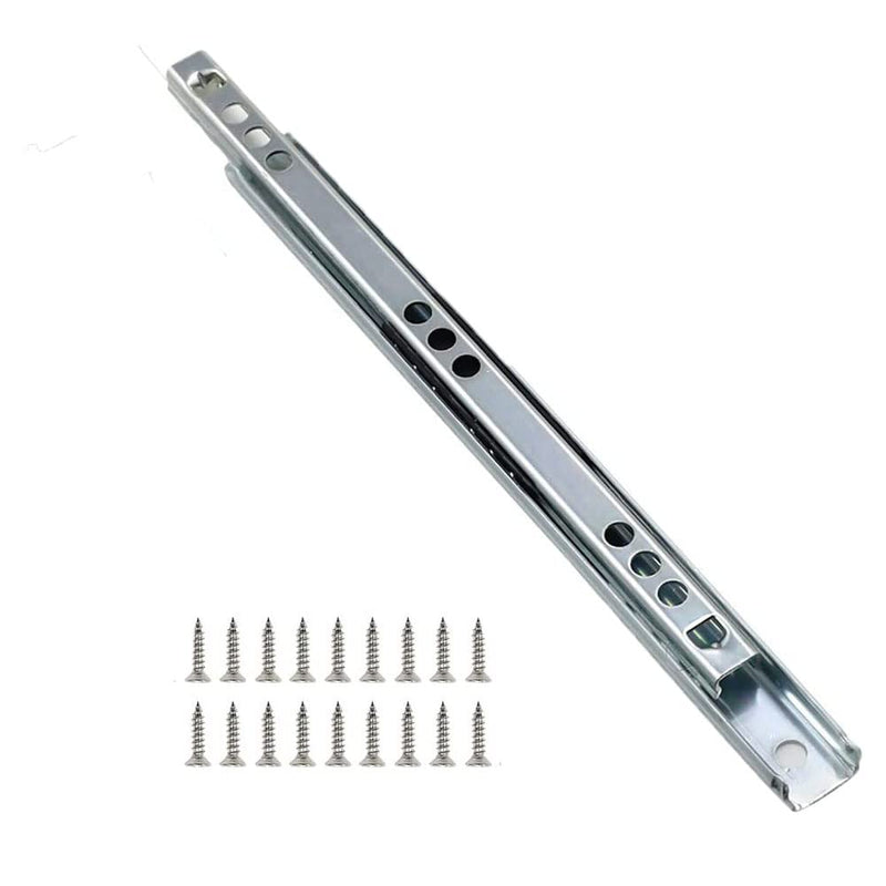[AUSTRALIA] - Juvielich Metal 2 Fold Ball Drawer Slides Track Rail for Furniture Drawers Cold Rolled Steel Ball Bearing Side Mount Drawer Slides Silver Tone 16" Length 1.06" Wide 1Pair 