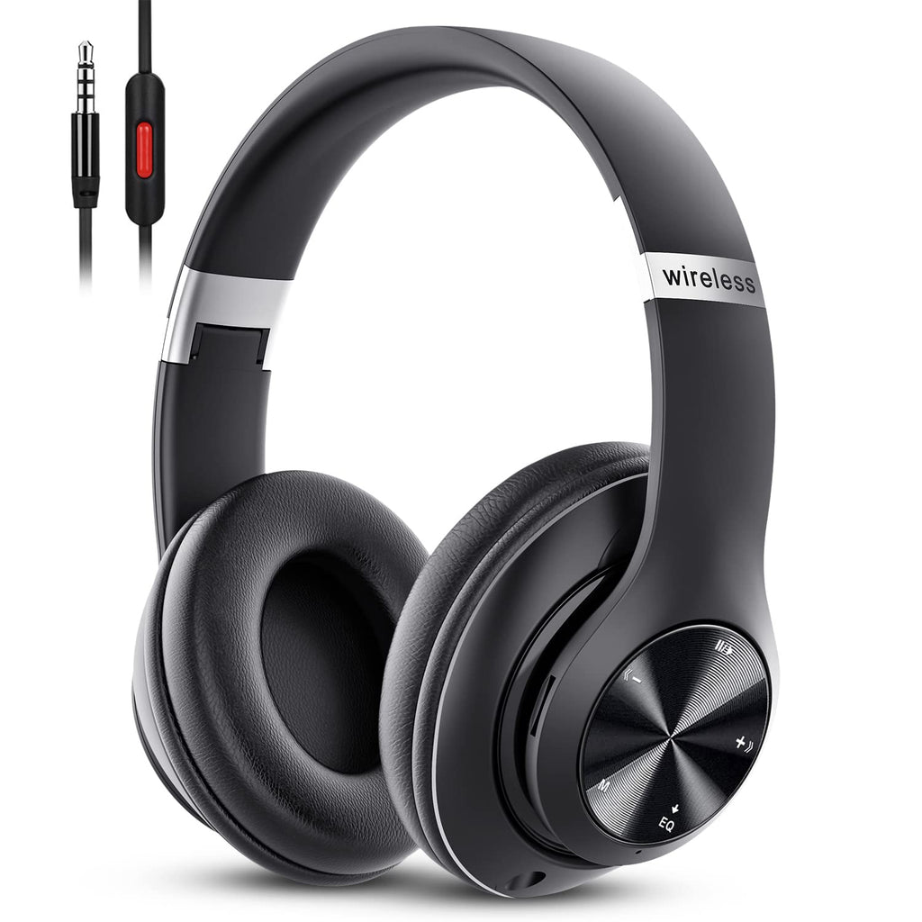 9S Bluetooth Headphones Over-Ear,CVC 6.0 Noise Cancelling Mic Wireless Headphones,60 Hrs Playtime Hi-Fi Stereo Deep Bass Foldable Headphones for Online Class, Home Office, PC, Cell Phones (Black) Black