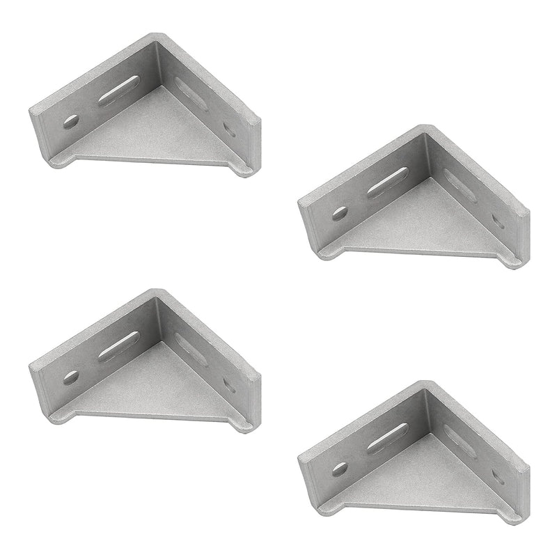 Aicosineg 4Pcs Hardware Brackets Inner Angle Bracket Gusset Aluminum Alloy Interior Joint Bracket Inside Corner Bracket Gusset with Slot for 4080 Series Aluminum Extrusion Profile Silver Tone