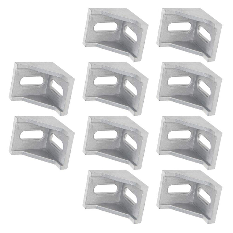 Aicosineg Hardware Brackets,10Pcs Inner Angle Bracket Gusset Aluminum Alloy Interior Joint Bracket Inside Corner Bracket Gusset for 4040 Series with 8mm Slot Aluminum Extrusion Profile Silver Tone