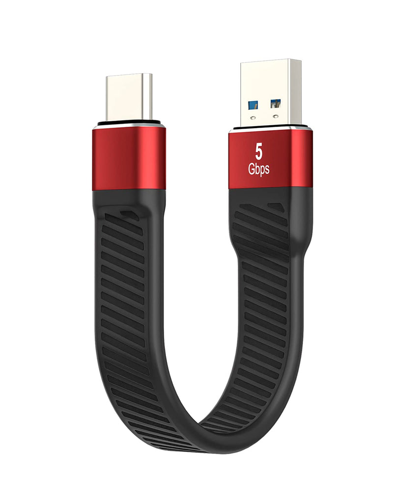 Short USB C to USB A Cable, LamToon 3A USB 3.1 Gen 1 Type C Quick Charge Cable Unique FPC Flat Design for Samsung Galaxy S10+ S9 S8 Plus,Note 9 8,LG G5 G6 G7 V35,Google Pixel,Power Bank (Red) Red