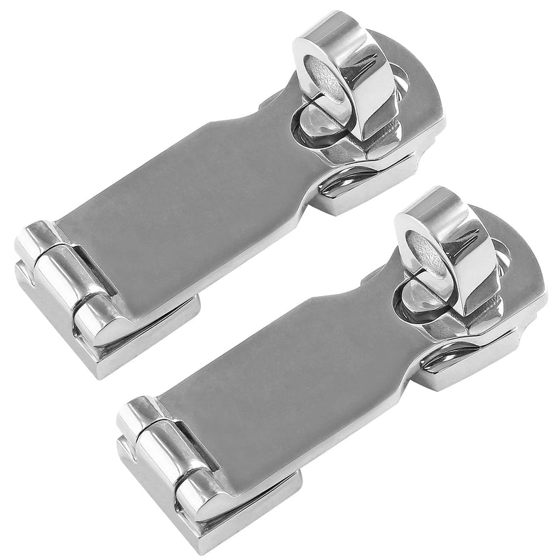 Bonsicoky 2Pcs Marine Grade 316 Stainless Steel Door Hasps, 3 Inch Heavy Duty Swivel Safety Hasp with Turning Padlock Eye Mount 2 Pieces