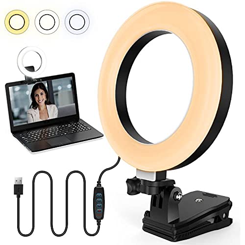 6.3" Video Conference Lighting (Dimmable 3200-6500K) with 3 Color Modes & 10 Brightness Levels, Zoom Ring Light for Computer Laptop Video Conferencing/Webcam Lighting/Zoom Meetings/Video Calls