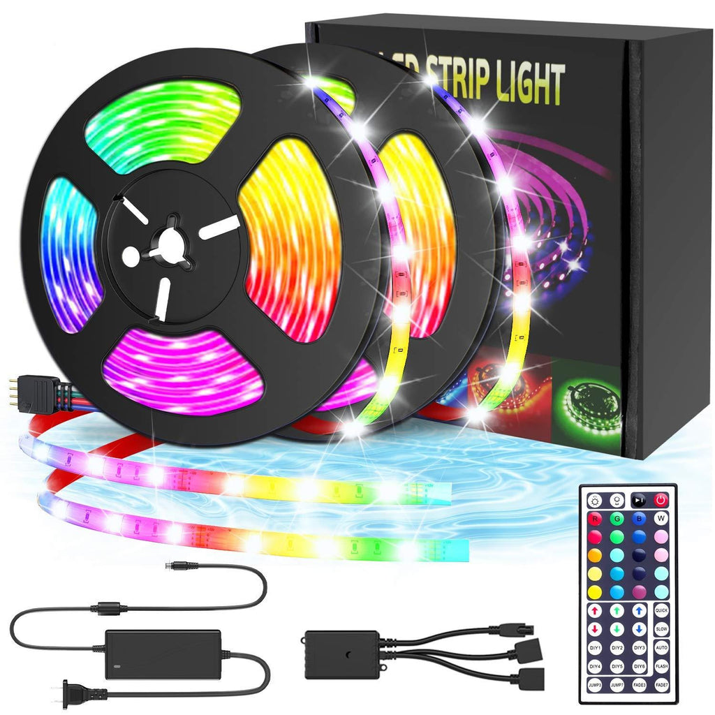 Led Strip Lights, 32.8Ft(10m) Decoration 5050 RGB Light Strip Kits with IR Remote Control 12V Power Supply Flexible Color Changing LED Strip for Bedroom TV Home Party