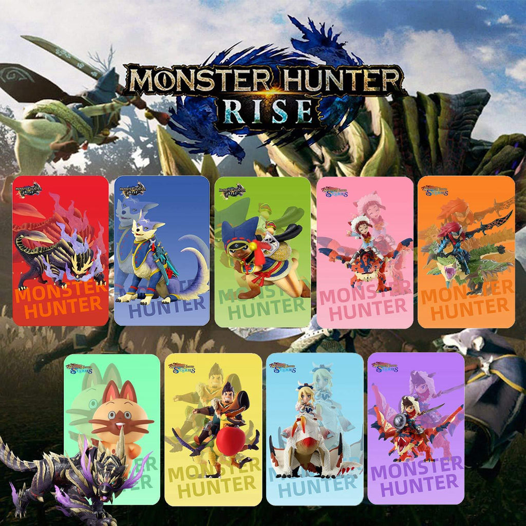 9 PCS Monster Hunter Rise NFC Tag Card, Including: Palamute, Palico, Magnamalo, for Switch Lite Compatible with Switch,Credit Card Size