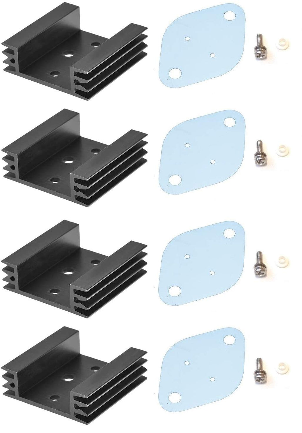 Easycargo 4 Packs to-3 Heatsink Insulator/Mounting kit (Screw+Washer+Bushing+Insulator), to-3 Heat Sink Insulator Mounting Kit for MOSFET Transistor Voltage Regulator 45mmx45mmx14mm