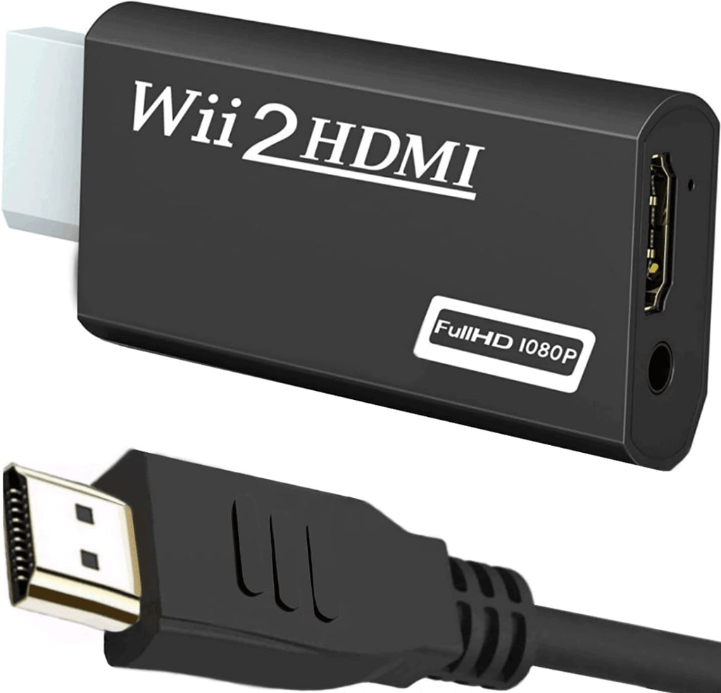 OGOEEN Wii to HDMI Converter 1080P for Full HD Device, Wii2 HDMI Adapter with 5ft High Speed HDMI Cable, with 3.5mm Audio Jack&HDMI Output, Supports All Wii Display Modes 720P, NTSC Black Cable