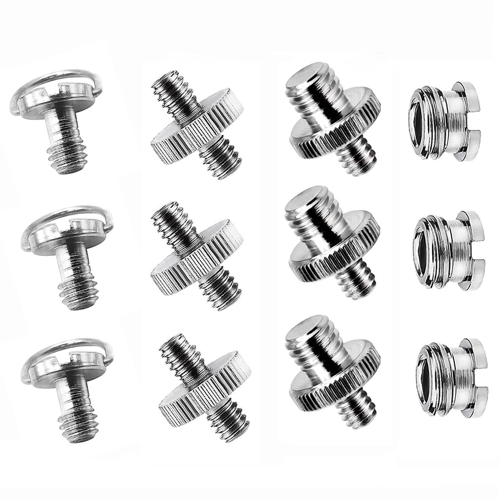 1/4 Inch to 3/8 Inch Converter Threaded Screws Adapter Mount Screws,1/4"-20 Threaded Screw for Tripod/Monopod/Quick Release (QR) Plate/Camera Screws 12pcs