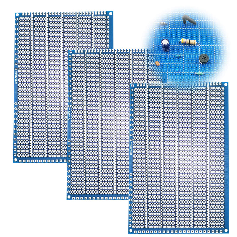 YUNGUI PCB Protoboard,3 Pack PCB Prototype Board Solderable Breadboard for DIY Electronics and Soldering kit(4” X 6”,Blue)