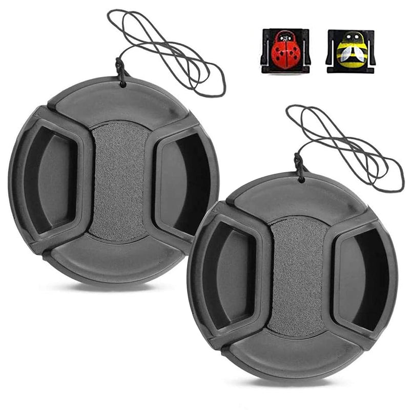2 Packs 62mm Snap-On Center Pinch Camera Lens Cap for Nikon Z50 Camera, 2hot Shoe Cover and Lens Cover Leash, Fit for Sony Nikon Canon DSLR Camera
