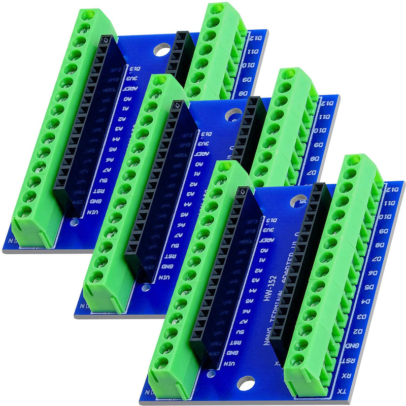 ICQUANZX 3PCS Nano Terminal Adapter Shield Expansion Board Compatible with Arduino Nano V3.0 AVR ATMEGA328P-AU Module