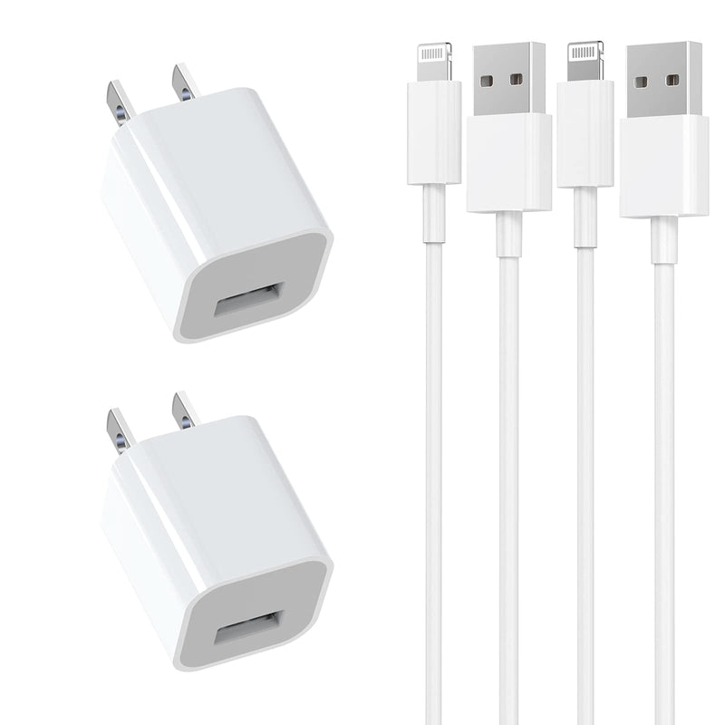 [Apple MFi Certified] iPhone Charger, Belcompany 2 Pack 3FT Lightning to USB Fast Charge Sync Transfer Cord & 2 Pack USB Wall Charger Travel Plug Compatible with iPhone 12/11/XS/XR/X 8 7/iPad/AirPods