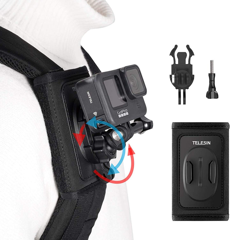 TELESIN 360 Rotation Backpack Camera Clip On Clamp Mount for GoPro Hero 9,Hero 8/7/6/5 Osmo Action, Insta 360 Camera (360 Rotation Backpack Mount) 360 Rotation Backpack Mount