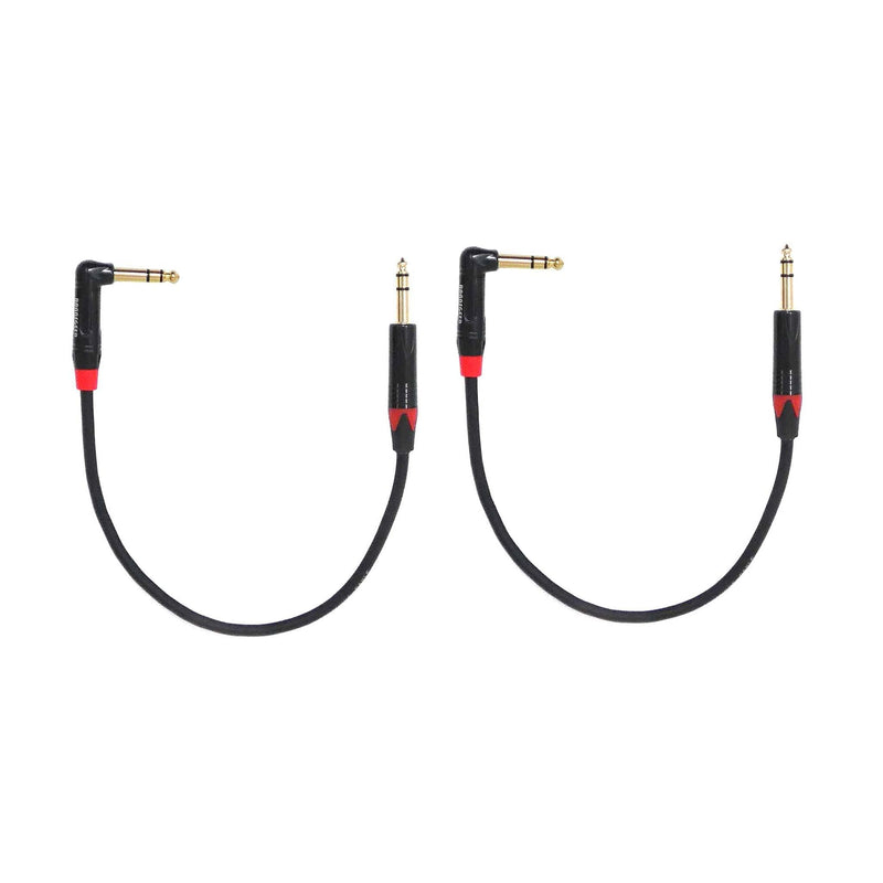 Rannsgeer 2 Pack 1/4 Inch TRS to TRS Right Angle Patch 1 Feet Cable (1 Ft 2 Pack) 1 Ft 2 Pack