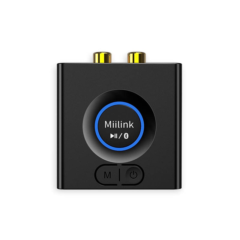 1Mii MiiLink Bluetooth Audio Adapter for Music Streaming Sound System Works with 3.5 mm RCA,Bass Mode,12hrs Playtime,Support Low Latency
