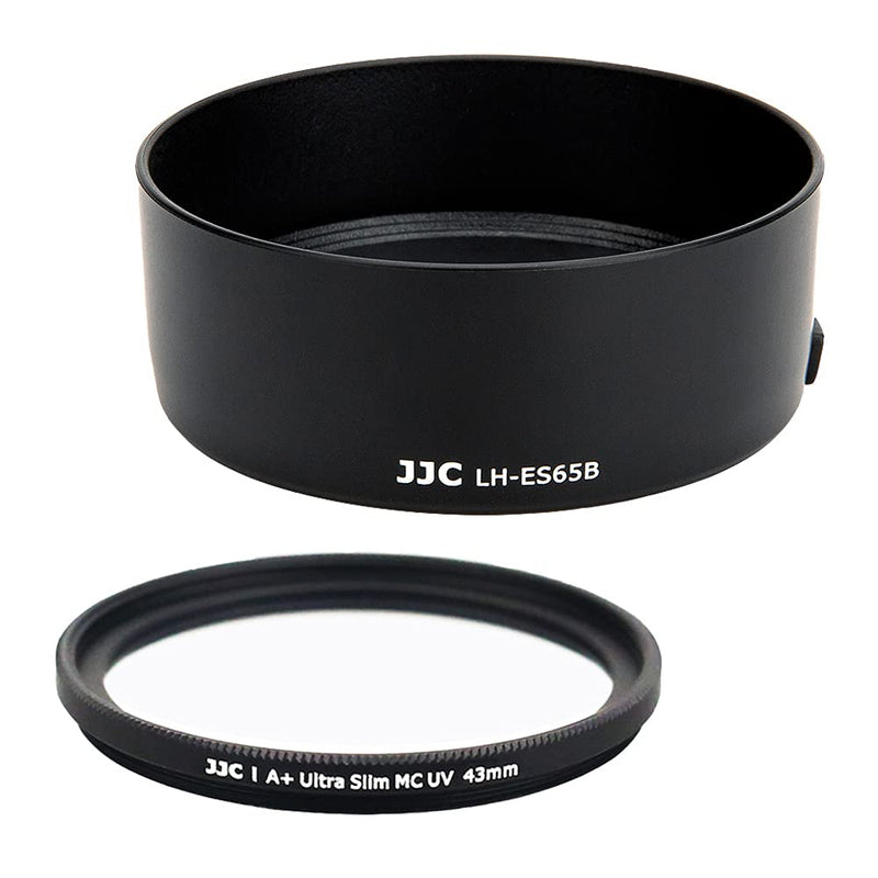 RF 50mm Dedicated Reversible Lens Hood & UV Filter Kit Fit for Canon RF 50mm f/1.8 STM Lens Replaces Canon ES-65B Hood on Canon EOS R6 R5 RP R Cameras with Multi-Coated 43mm UV Filter Original Design