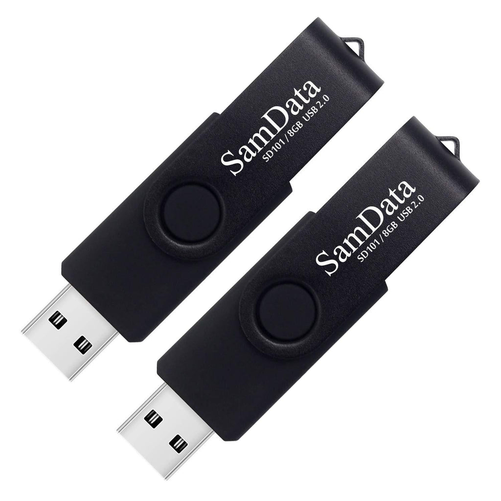 SamData 8GB USB Flash Drives 2 Pack 8GB Thumb Drives Memory Stick Jump Drive with LED Light for Storage and Backup (2 Pack Black) Black 8GB*2