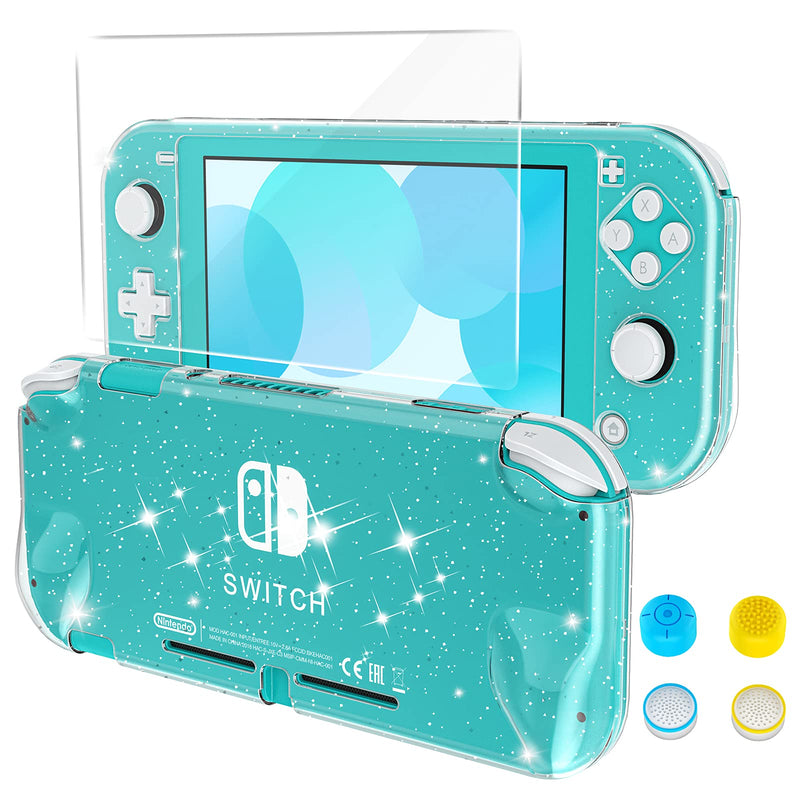 HEYSTOP Case Compatible with Nintendo Switch Lite, with Tempered Glass Screen Protector and 4 Thumb Grip, Front and Back, All-Round Protective case (Clear) Clear