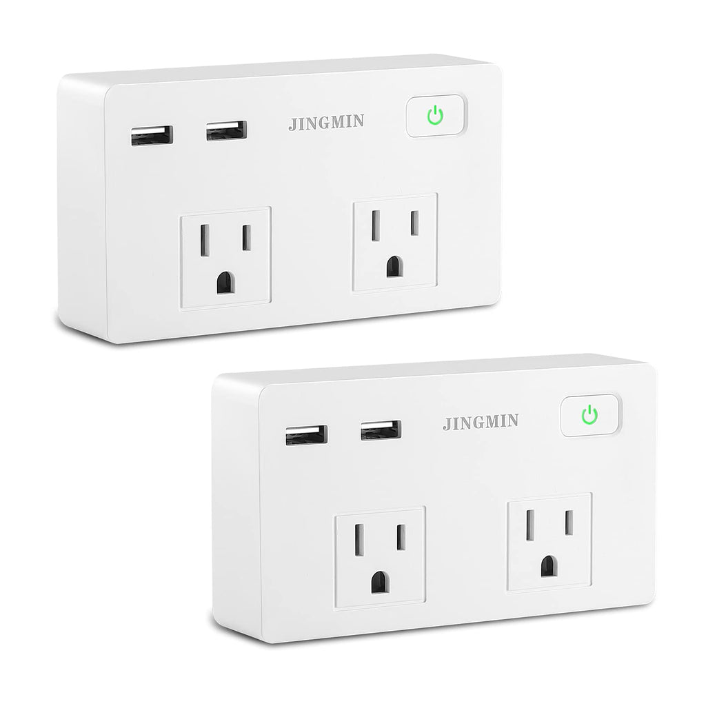 2-Pack Multi Plug Outlet Surge Protector, Wall Mount Outlet Extender with 2 AC Outlets and 2 USB Charging Ports ( 3.1A Total), 5610 Joules Power Strip for Home, Travel, Office 2 Pack