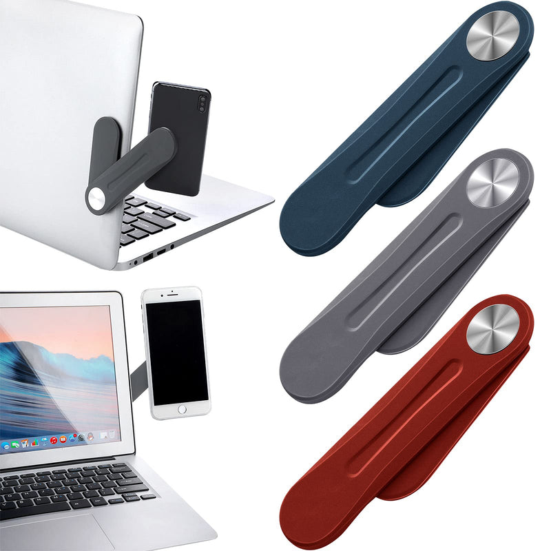 3 Pieces Magnetic Laptop Phone Holder Adjustable Side Mount Clip for Laptop Expansion Stand for Smartphone, Office and Home Enjoying Dual Screen at The Same Time (Blue, Light Grey, Dark Red) Blue, Light Grey, Dark Red