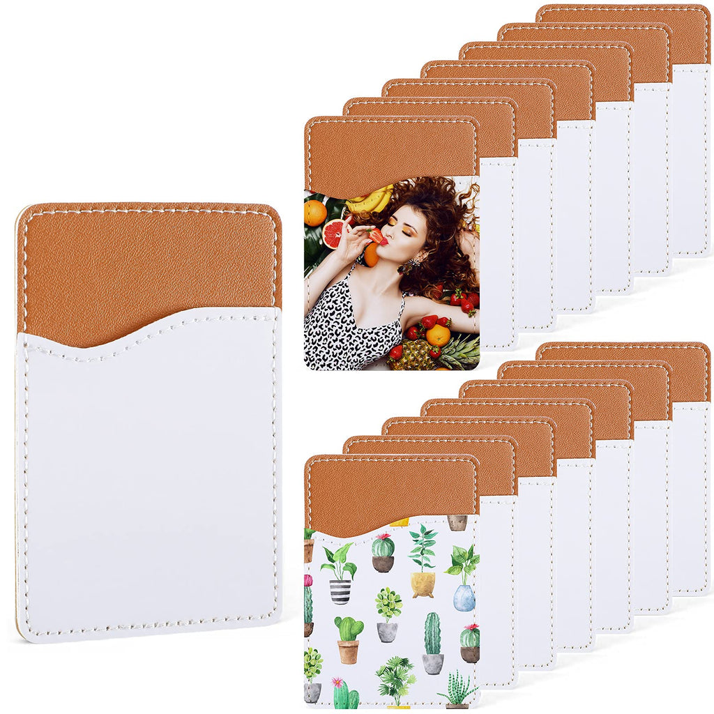 Sublimation Blank Phone Wallet PU Leather Card Holder Mobile Phone Card Pocket Credit Card ID Case Pouch Sticking Wallet Pocket for Phone with Adhesive Stickers for Christmas Presents (10 Pieces) 10