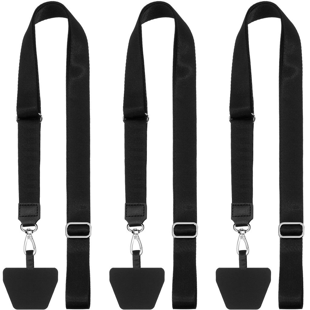 3 Pieces Universal Phone Lanyards, Adjustable Phone Neck Strap with 3 Pads Compatible with Phone Case Key Black