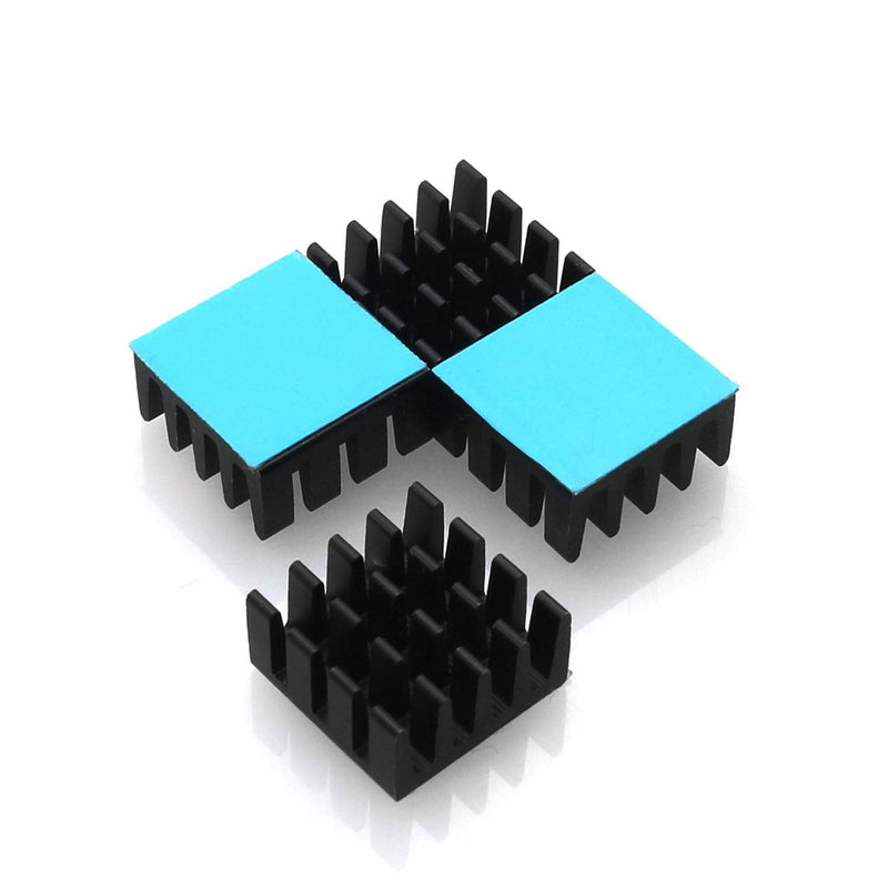 ZZHXSM 14mm Heatsink 4PCS 14 x 14 x 7mm Black Aluminum Heat Sink Radiator Cooler with Thermal Conductive Adhesive Tape Cooling Fin