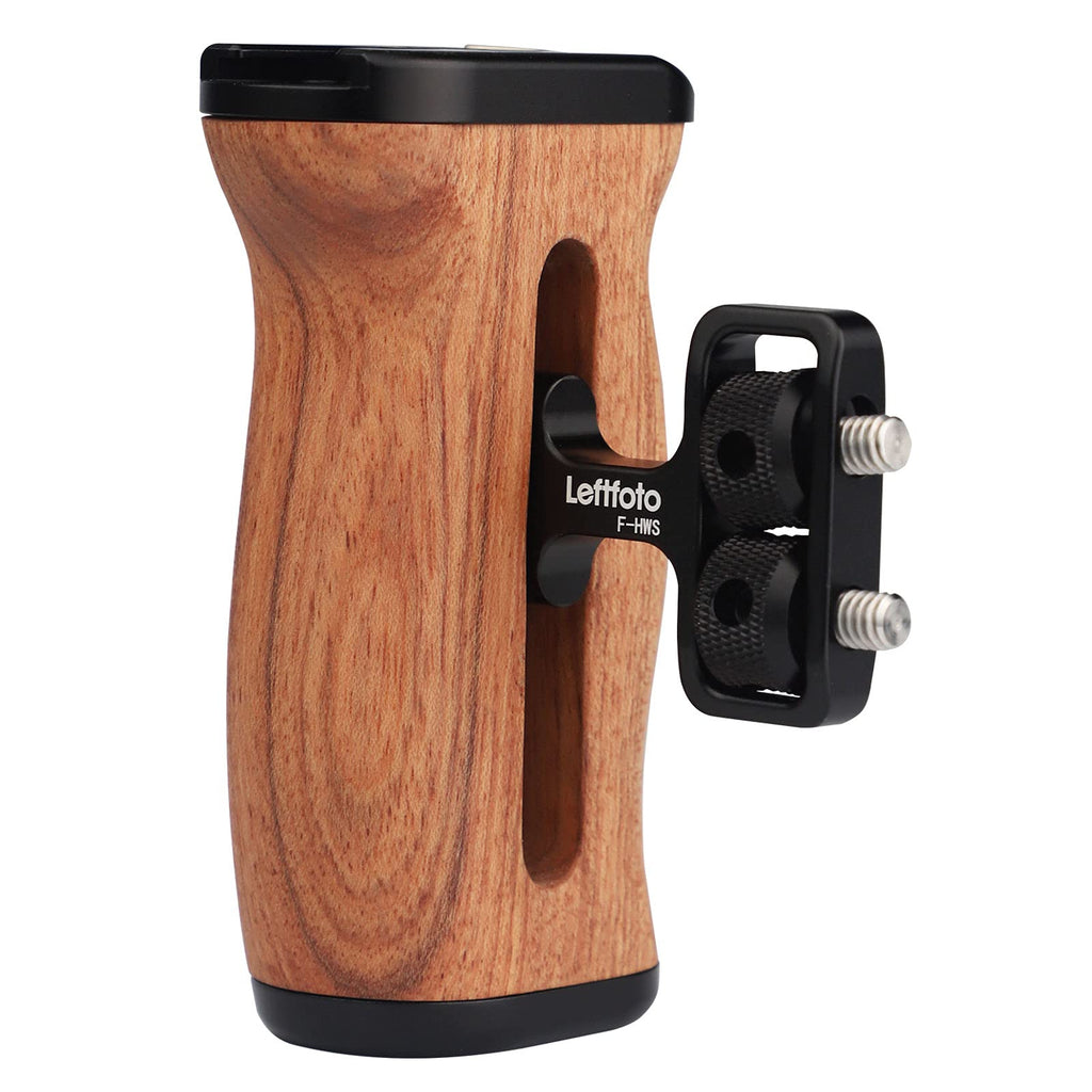 Universal Side Wooden Handle Grip,for DV Video Cage Rig DSLR,with Cold Shoe Mount 1/4 Screw,Woodgrain Finish