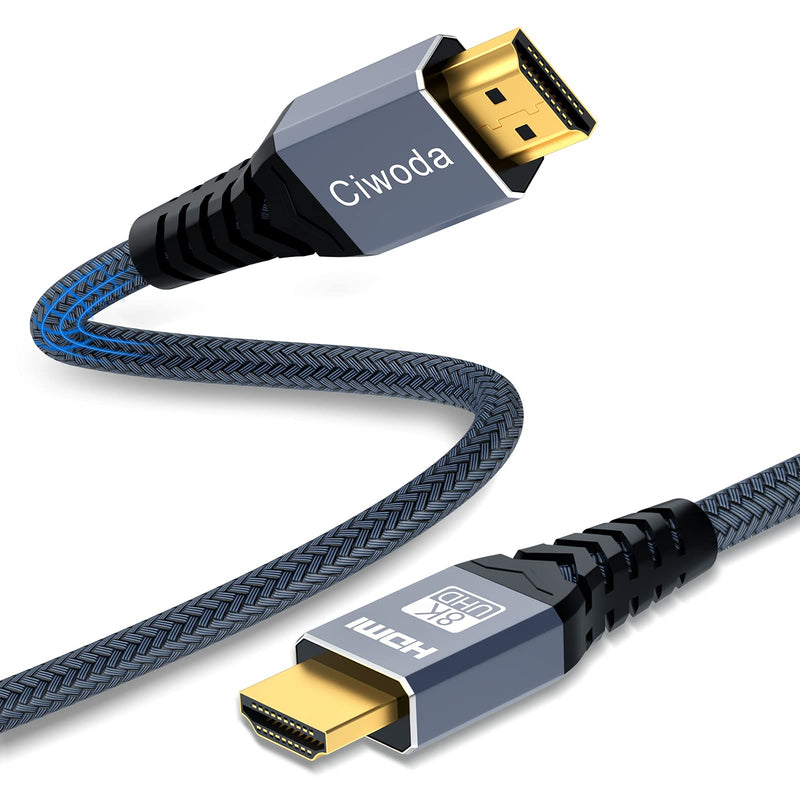 8K HDMI 2.1 Cable 6ft, Ciwoda 48Gbps HDMI Cables Nylon Braided Supports 4K@120Hz, 8K@60Hz, HDCP 2.2 & 2.3, HDR 10, eARC Compatible with Apple TV, Xbox Series X/S, RTX 3080/3090, PS4/PS5 and More 6Feet