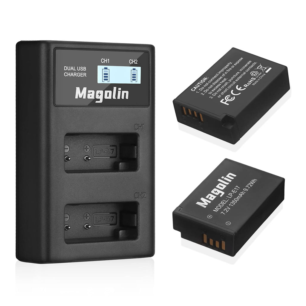Magolin LP-E17 Battery and Dual USB Charger for LP E17 Battery, RP, Rebel SL2, SL3, T6i, T6s, T7i, M3, M5, M6, 200D, 77D, 750D, 760D, 800D, 8000D, KISS X8i,Digital SLR Camera