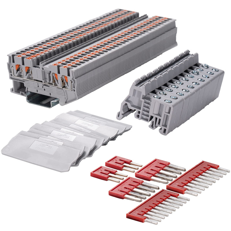 SIPUN ST2-2.5/2X2 Twin Spring Terminal Block Push in Type PT Screwless Wire Din Rail Connector 30 Pcs Set