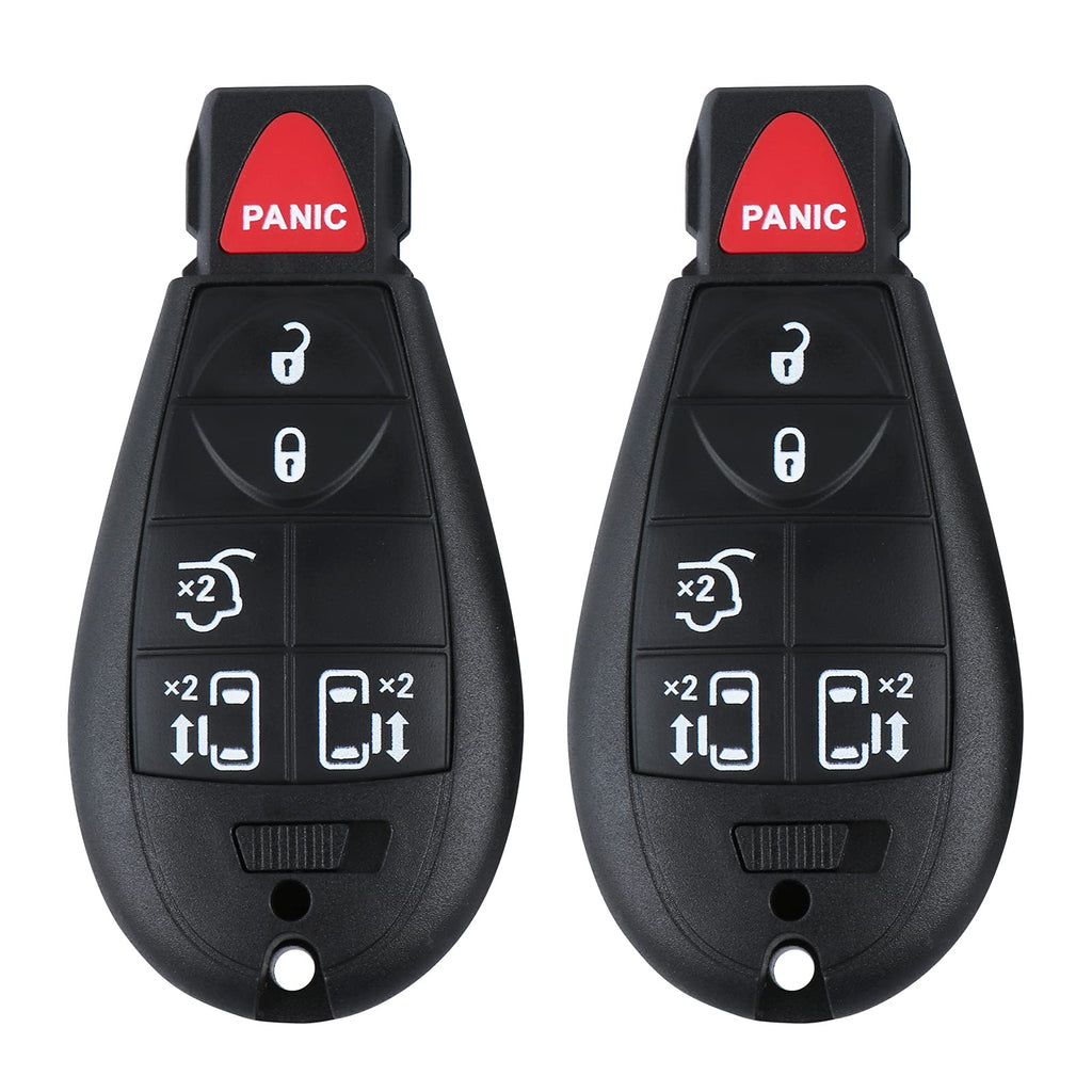 5+1 Buttons Car Keyless Entry Remote Control Key Fit for Dodge Grand Caravan 2008-2014，Chrysler Town and Country 2008-2015（M3N5WY783X） Pack of 2 6btn x2