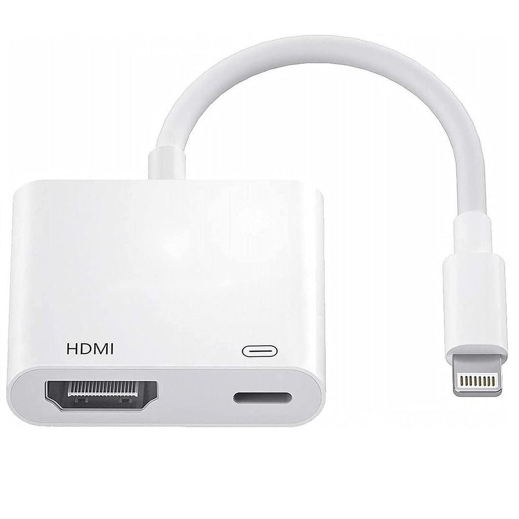 Lightning to HDMI Adapter for iPhone iPad, Apple MFi Certified 1080P Lightning to Digital AV Adapter Sync Screen Converter with Charging Port for iPhone iPad HDMI Converter to HD TV Projector Monitor White