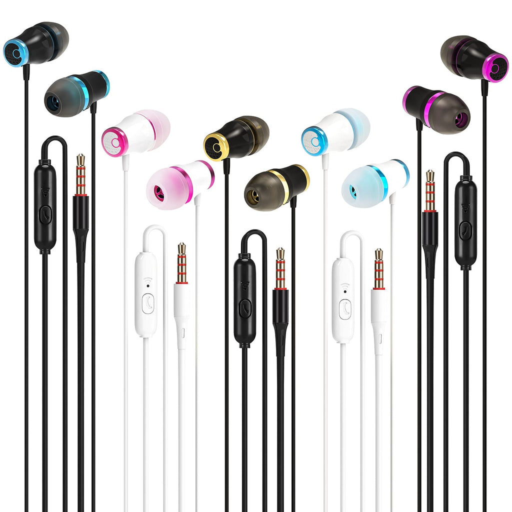 Wired Earbuds Headphones with Microphone 5 Pack, Noise Isolating in-Ear Bass Earbuds Wired, 3.5mm Stereo Earphones Interface Compatible with iPhone and Android Phones, Computers, iPad, MP3 Players