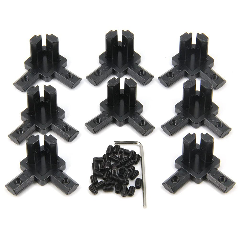 [AUSTRALIA] - Befenybay 8PCS Black 3-Way End Corner Bracket Connector with Screws for 6mm T Slot Aluminum Extrusion Profile 2020 Series (2020s-Black) 2020s-Black 