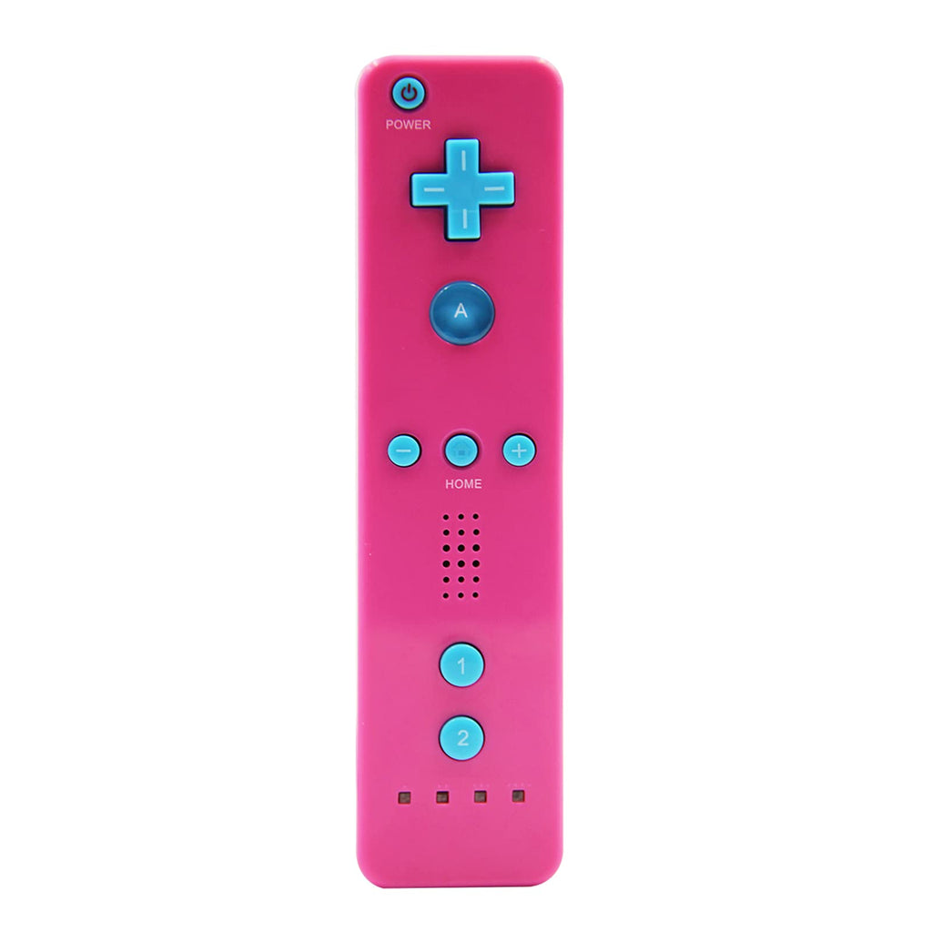 Wii Remote Controller,Wireless Remote Gamepad Controller for Nintend Wii and Wii U,with Silicone Case and Wrist Strap(No Motion Plus),Pink with Blue Back pink blue