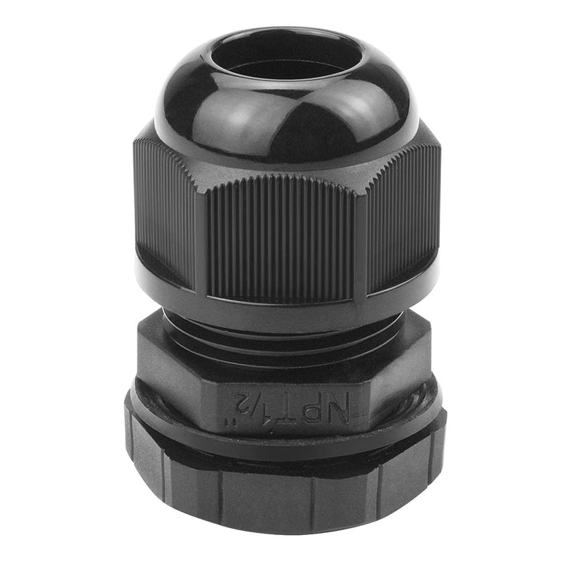 25 Pcs 1/2" IP68 Strain Relief Nylon Cord Grip NPT Cable Glands Adjustable UL Listed and RoHS Compliant (Black) 1/2"-25pcs Black